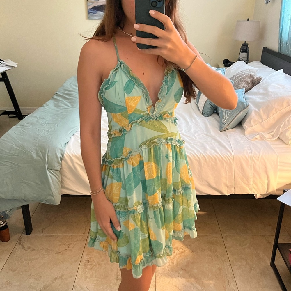Mint Ruffle Summer Mini-Dress